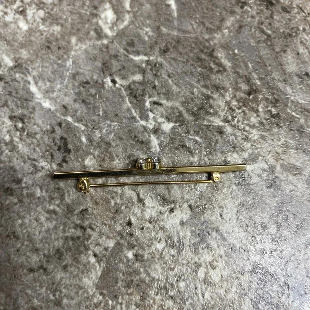 Vintage 1979 Avon Iceflower Bar Pin Brooch Ice Flower‎ Rhinestone Gold Tone 2